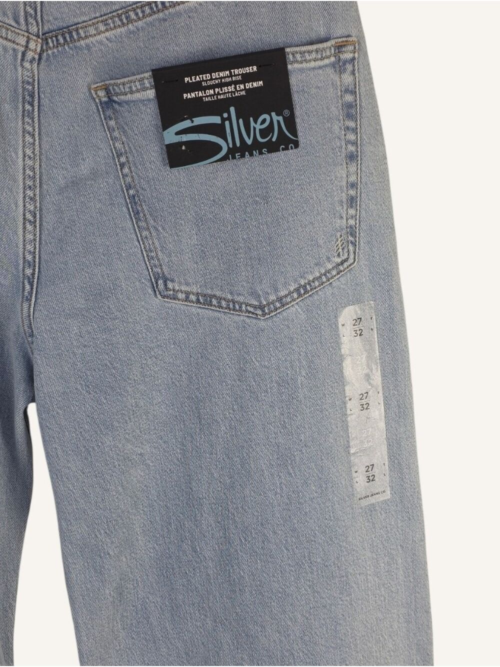 Silver Jeans Pleated High Rise Wide Leg Trouser Jeans 27x32 NWT Del Mar - Picture 4 of 7